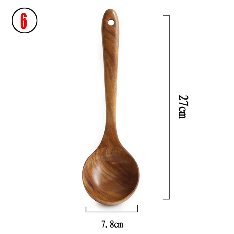 7 Piece Wooden Spoons, Wooden Spoons for Cooking Reusable Wood Kitchen Utensils Set Tools for Cooking Nonstick Cookware: 6