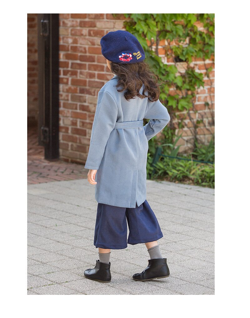 Manteau d'automne pour filles, manteau en tissu de laine, en laine de mouton, vêtements pour enfants de 7 à 15 ans,