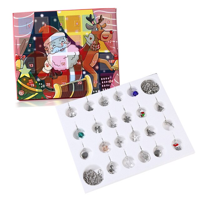 Jule adventskalendere nedtælling smykker charm armbånd halskæde børn æske til år gør-det-selv armbånd: Julesæt 03