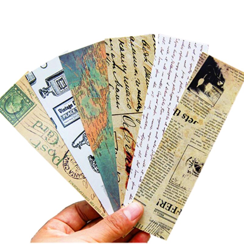 Juego de marcapáginas de papel kraft, etiquetas de diy para niños, tarjetas de palabras, papelería linda, Estilo Vintage, 30 unids/caja por lote