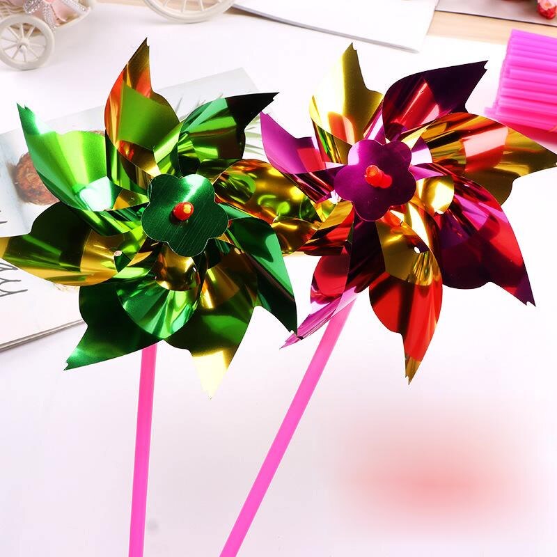 100 Stuks Pinwheel Plastic Windmolen Wind Spinner Tuin Gazon Party Decor Speelgoed