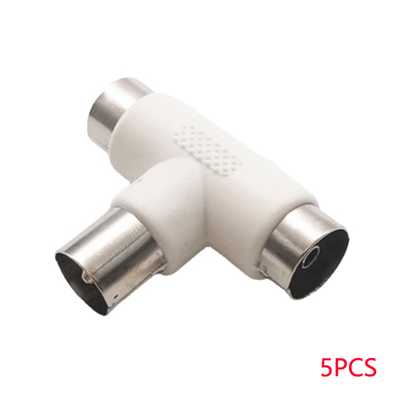 Cable divisor de TV enchufe en forma de T de tres vías TV una revolución dos adaptadores RF hembra adaptador de conector de línea de señal: Blanco
