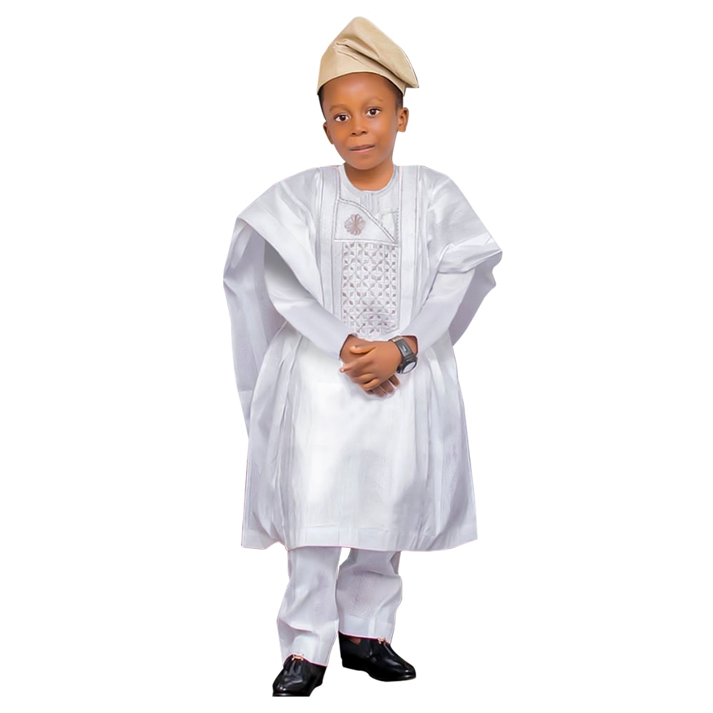 H &amp; D abiti africani per bambini ragazzi T-camicia a maniche lunghe ricamo Dashiki veste camicia ansimare impostato 3 pezzi abito Agbada abbigliamento per bambini