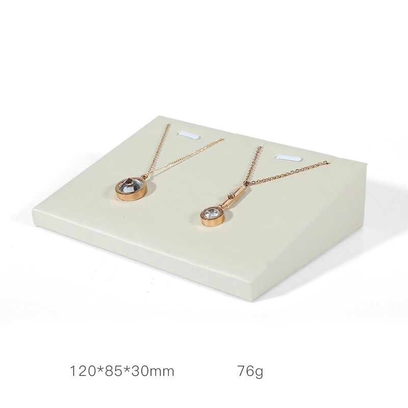 DIGU beige PU leather jewelry jade display props window pendant ring jewelry rack: Double pendant tray