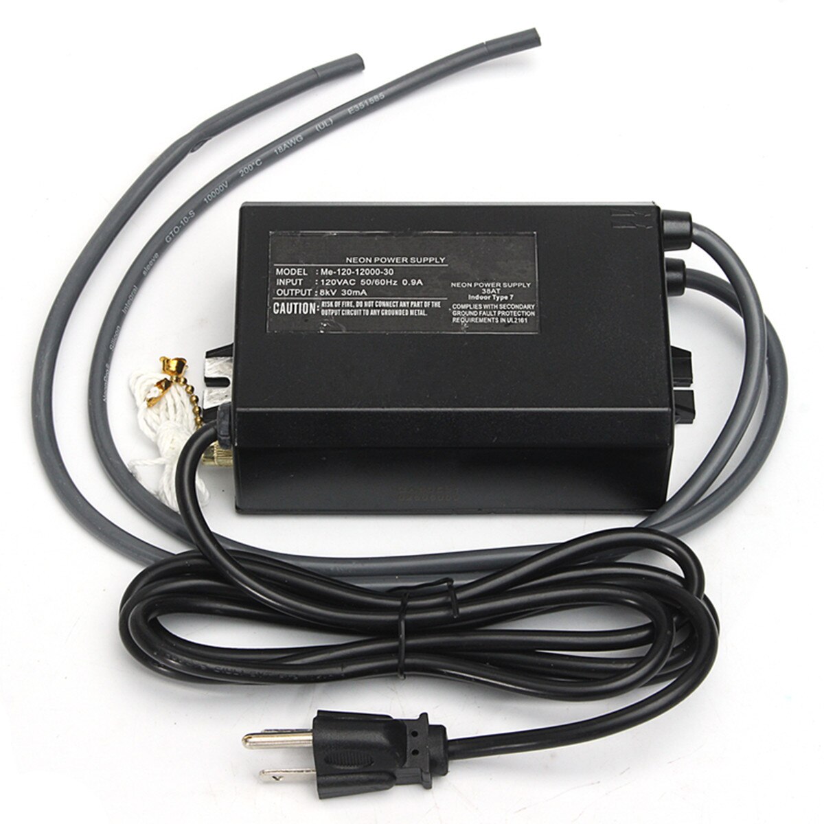 6.5/7.5/8/10KV AC 120V 30Ma Flexible Neon Electronic Transformer Power Supply Adapter Rectifier Kit US Plug 3 Prong Grounded