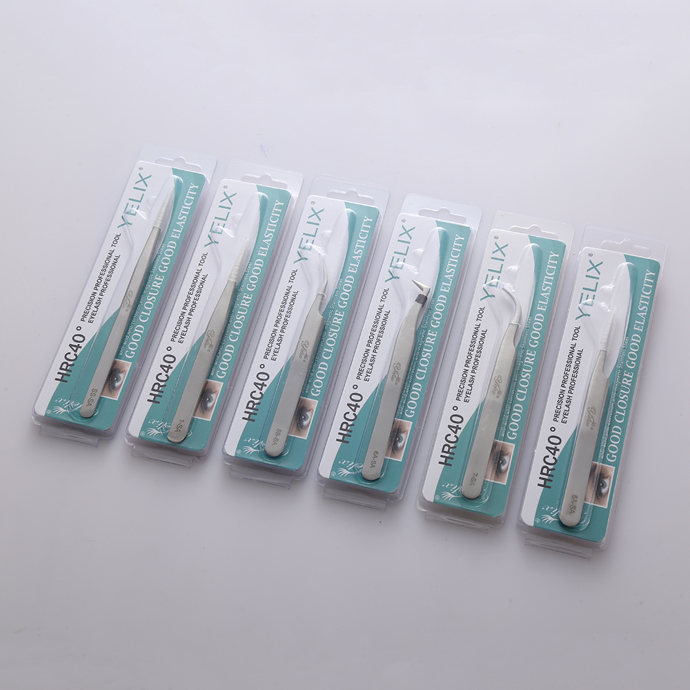 Pinzas de belleza para extensión de pestañas, herramientas de maquillaje de precisión, pinzas para pestañas, juego de injerto de pestañas 6A-SA