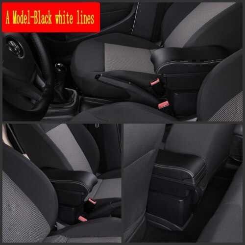 Boîte accoudoir pour Peugeot 307, boîte de rangement central avec interface USB support de verre, cendrier: A-Black white line