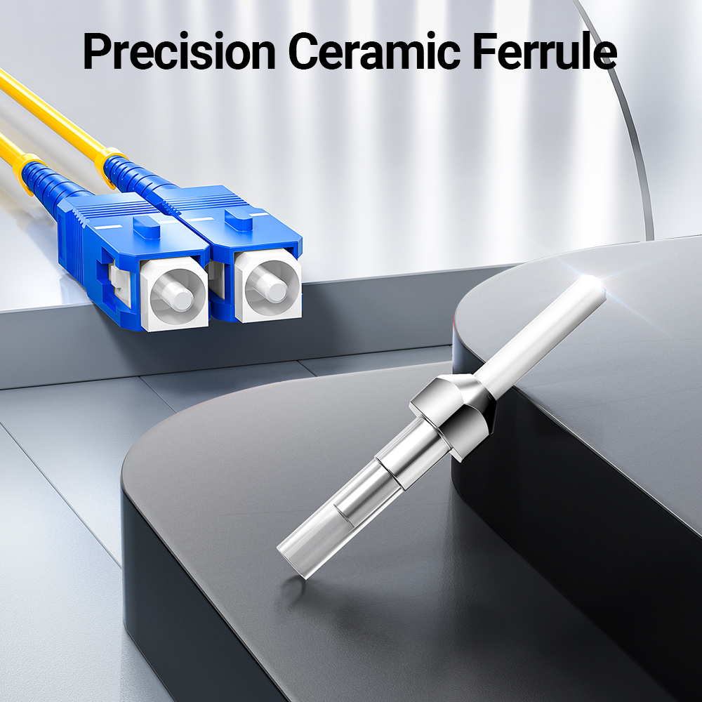 AMPCOM SC a SC UPC Cable de conexión de fibra óptica monomodo Simplex SMF 9/125μm Cable de fibra óptica insensible de 2,0mm de curva monomodo