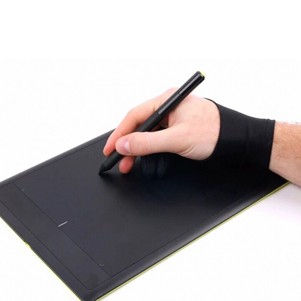 18.5cm svart kunstner tegning hanske til alle grafikk tegning tablett 2 finger bunnstoff, både til høyre og venstre hånd