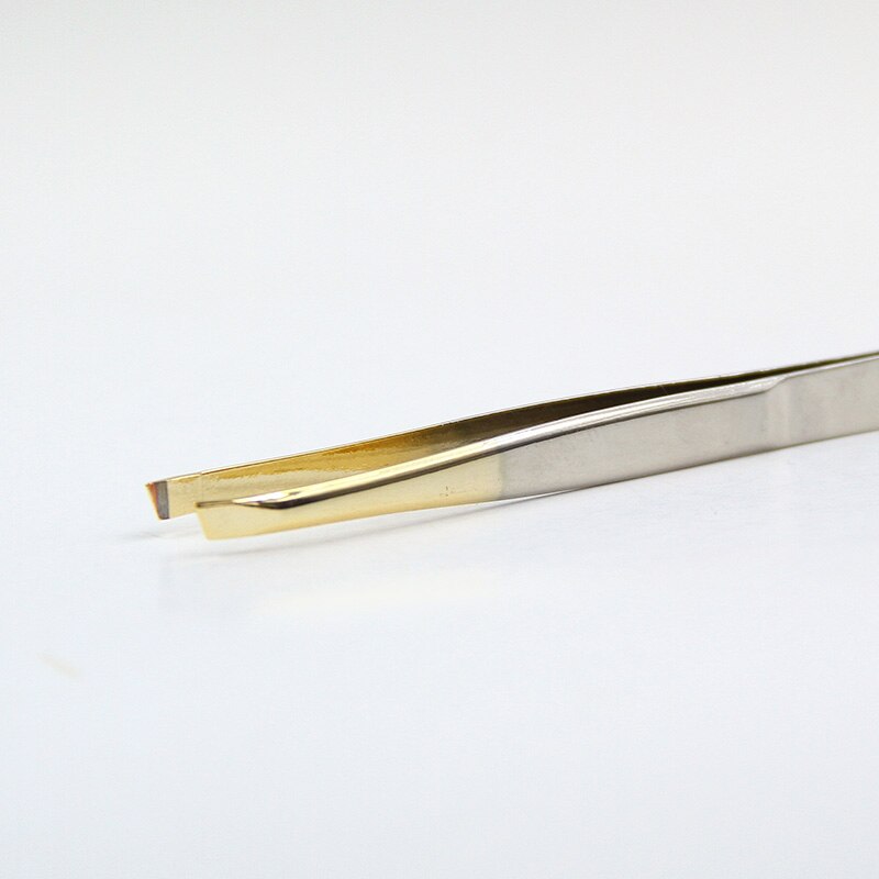 KINEPIN 1PC Pro 24K Gold Women Stainless Steel Hair Removal Eyebrow Tweezers Clip Beauty Makeup Tools Slant Brow