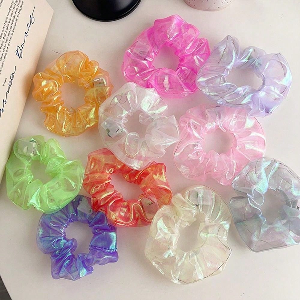 10Pcs LED Light Hair Scrunchies Light Up Scrunchies Elastic Glow Hairbands Hair Scrunchies Glow Mermaid Party favors Supplies: Deep Sapphire