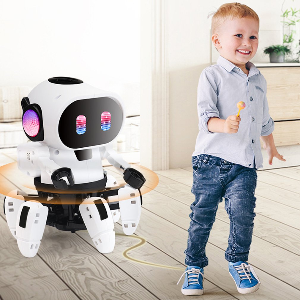 Electric Six-claw Robot Toy Arming Swing Dancing Fish Small Music Children Shaking Toys With Lights Toy