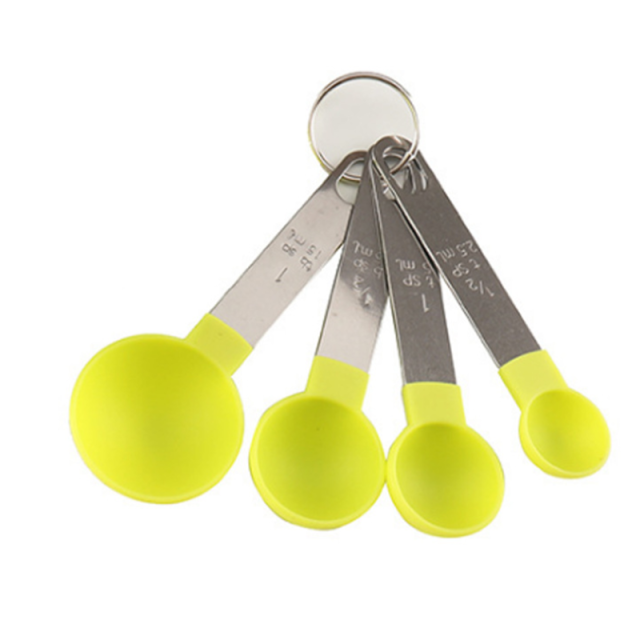 4Pcs/8Pcs Messbecher und Löffel Mehrzweck Löffel Tasse Messung Werkzeug Backen Zubehör Edelstahl Griff Küche gadget: GreenSpoon