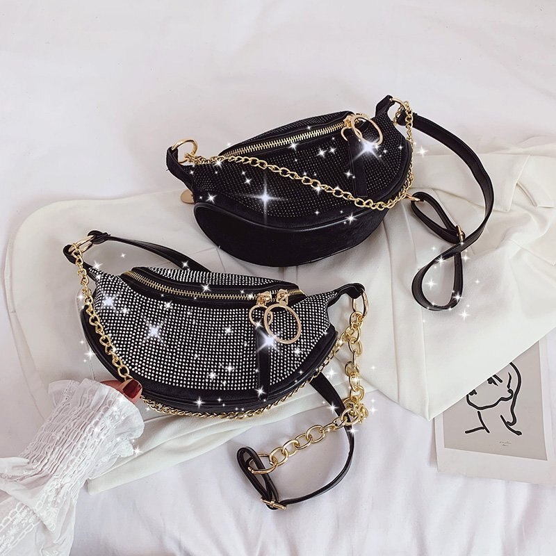 Crossbody tassen voor vrouwen, felgekleurde leren schoudertas met diamantjes, damesketting, casual borsttassen, damestassen, handtassen