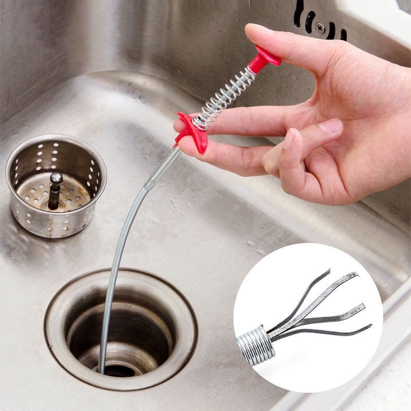24.4 Inch Spring Pipe Dredging Tools, Drain Snake, Drain Cleaner Sticks Clog Remover Cleaning Tools Household for Kitchen Sink