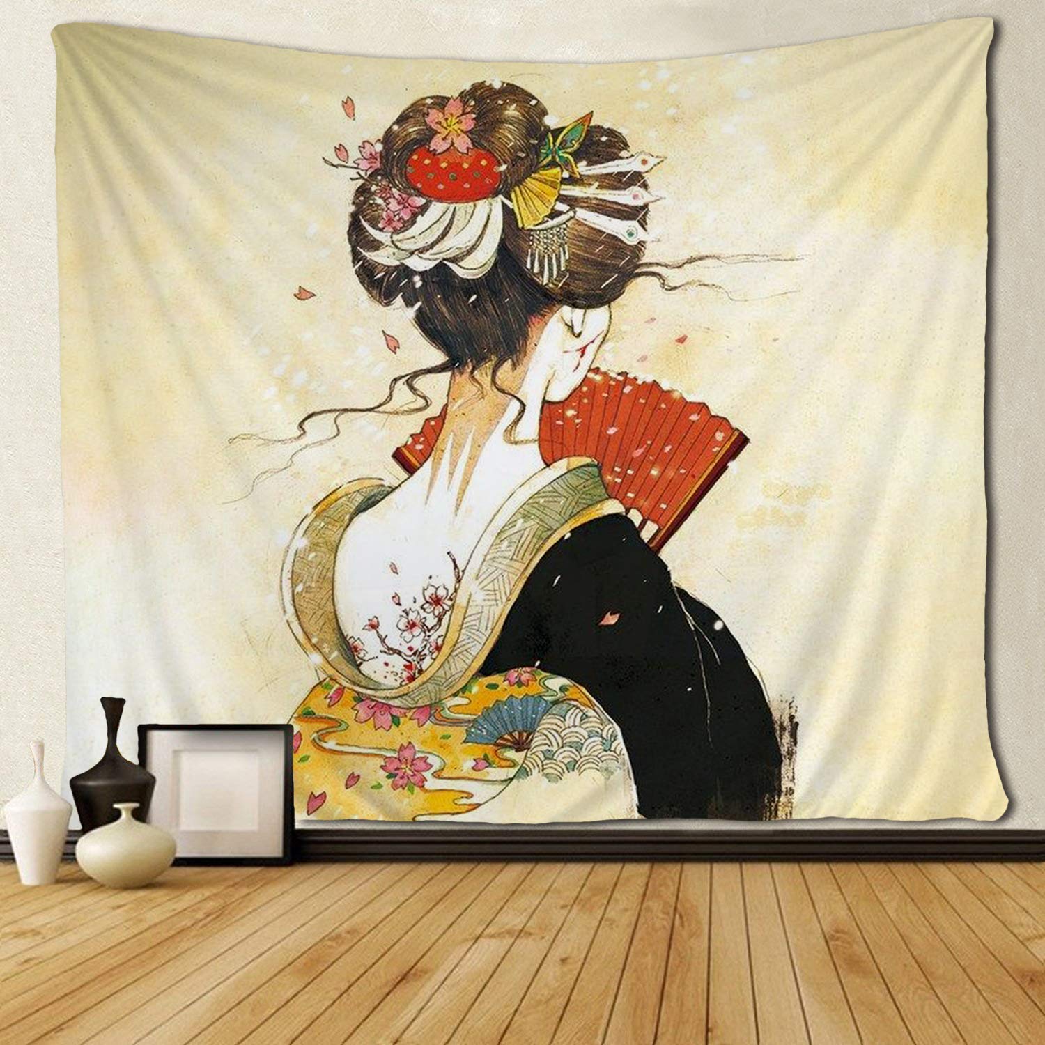 Smuk japansk pige kunst gobeliner hippie kunst til soveværelse stue sovesal