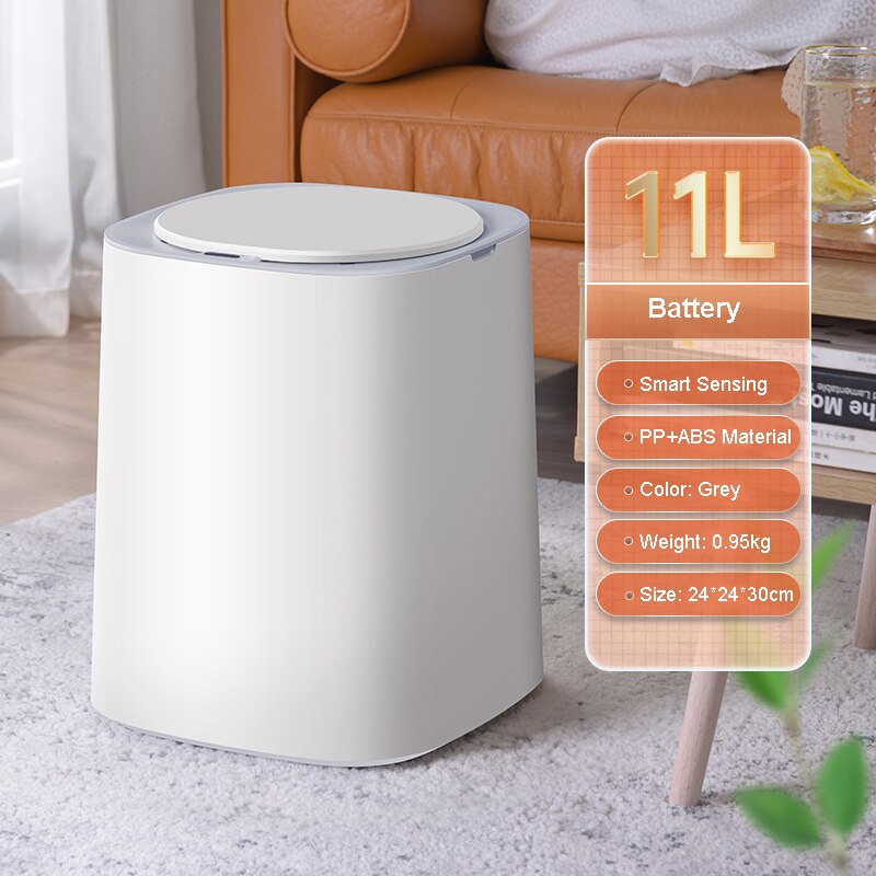 smart sensor søppelbøtte induksjon søppelbøtte lys luksus kjøkken soverom toalett automatisk vanntett bøtte med lokk 11l jbk 1: misligholde tittel