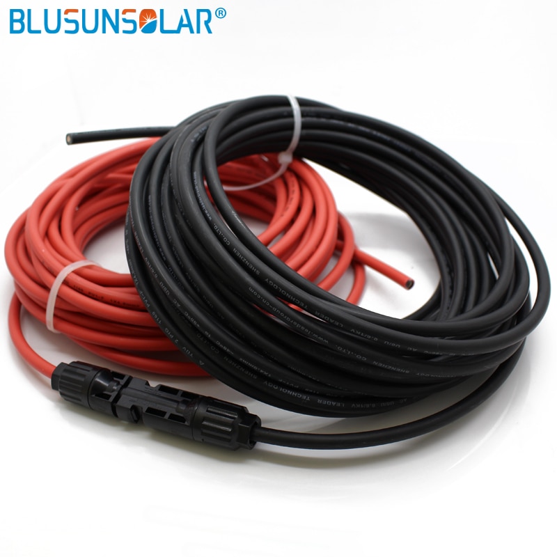2 pec/lot SolarCable PV Wire Extension with SOLAR Connector Solar PV Cable Copper Wire 6/4/2.5 mm2 10/12/14 AWG