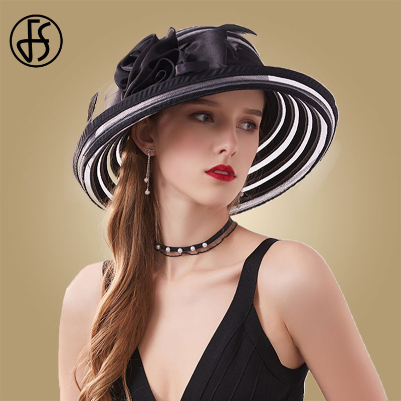 Fs sort bred skygge fedoras hatte kirkekasketter sommer kvinder hat stor blomst hvide solhatte foldbare