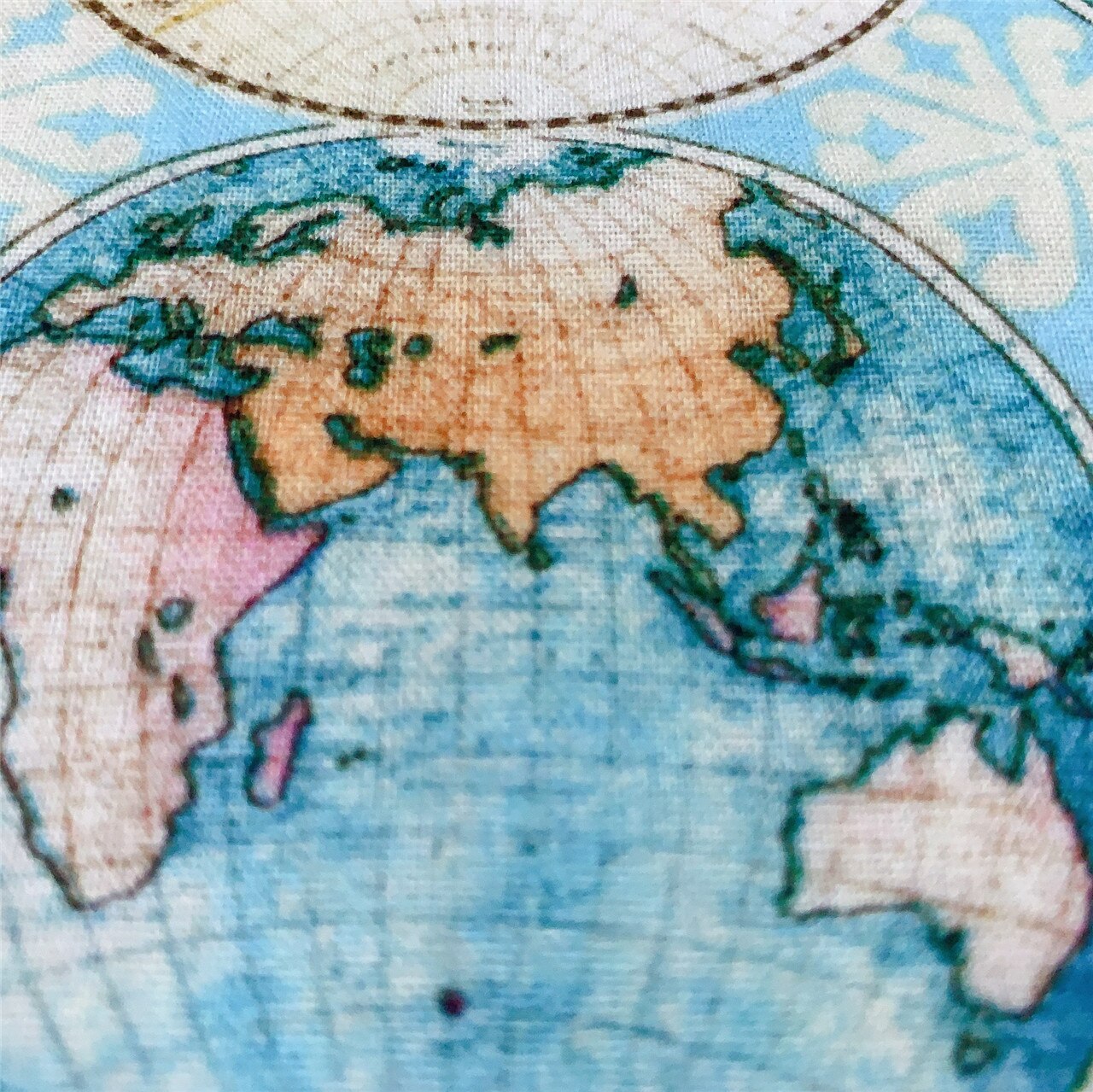 Earth Map Worldwide Geographical Territory Five Continents Ocean Horizon Plain 100% Cotton Fabric DIY sewing Clothing Tissue