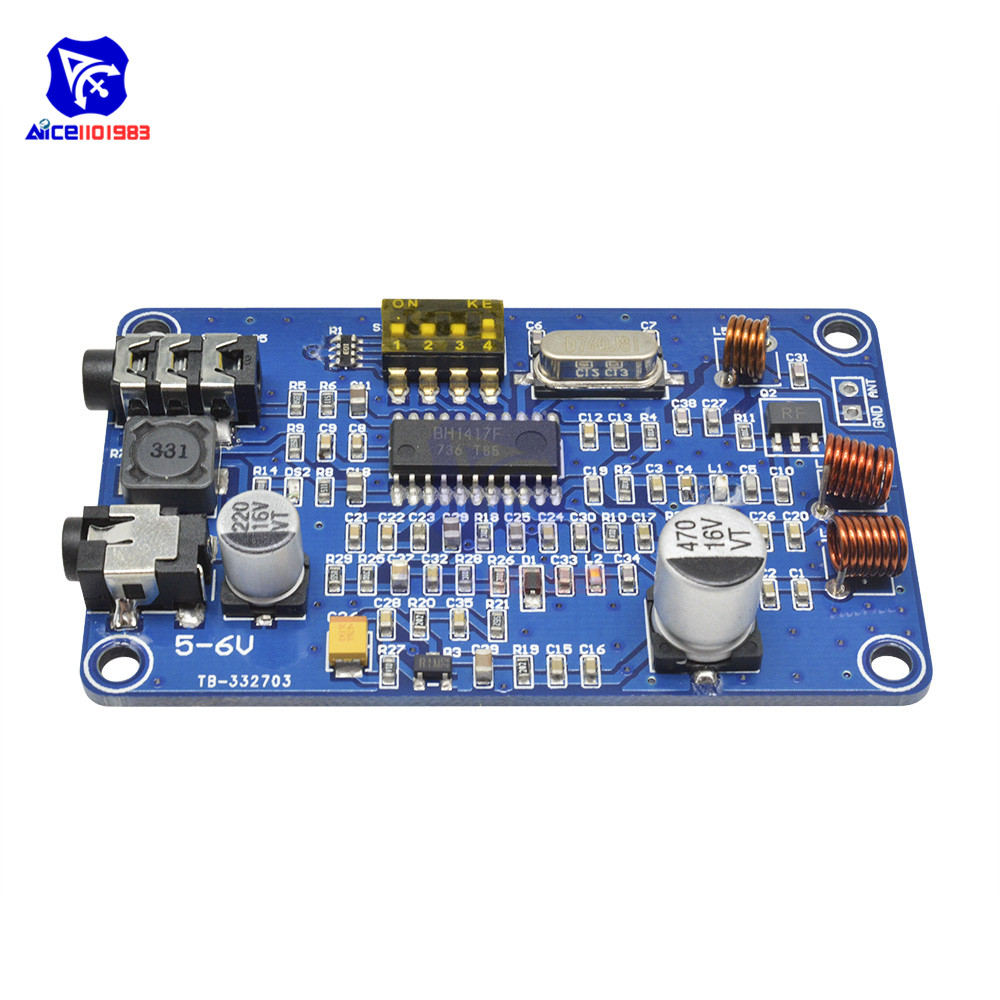 diymore BH1417 50Hz-15000Hz Wireless Stereo PLL FM Transmitter Module Digital 2 Channel Radio Station Board DC 5-6V