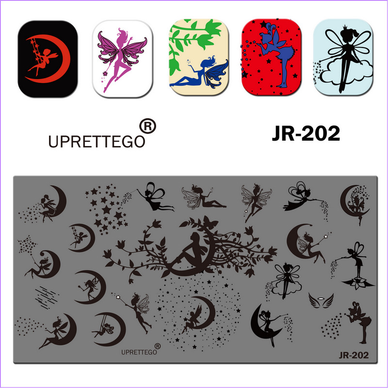 Rustfrit stål prægeplade skabelon mælkebøtte panda måne engel yin yang påske alien space flower negle værktøj  jr201-210: Jr202