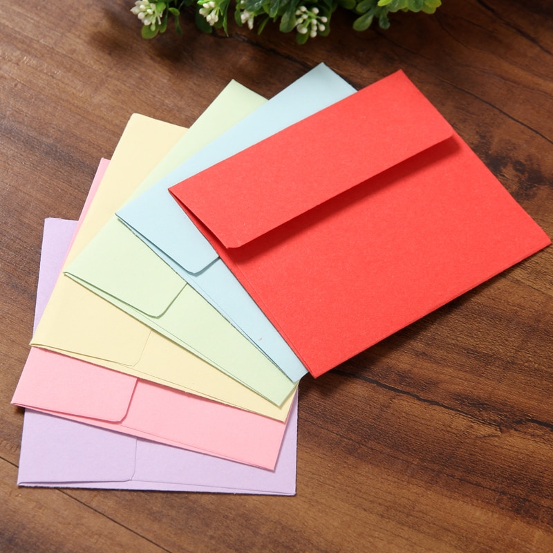 100/ sets effen enveloppen 9*10cm sets blanco kaarten verkrijgbaar in verschillende kleuren retro envelop