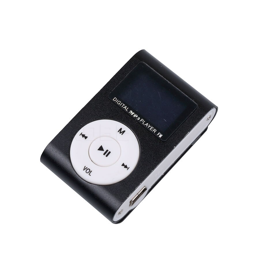 Kebidu MP3 Player USB Clip Mini LCD Screen Unterstützung 32GB Micro SD TF Karte Digital Auto MP3 Player + kopfhörer + USB Kabel: Black