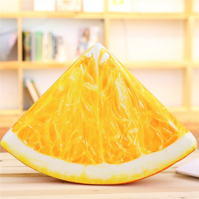 BABIQU 1pc Simulation Obst Kissen Wassermelone Orange Grapefruit Kiwi Plüsch Spielzeug weiche Angefüllte Kissen Lebensechte Obst Kreative: Orange 2