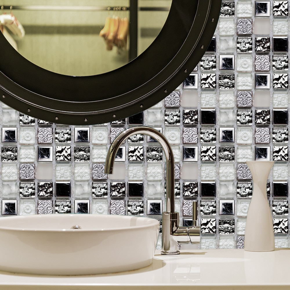 10 stk/sett 2d flat marmor mosaikk harde fliser veggklistremerke bord bad hjemmeinnredning veggdekor vanntette peel & stick kunst veggmaleri
