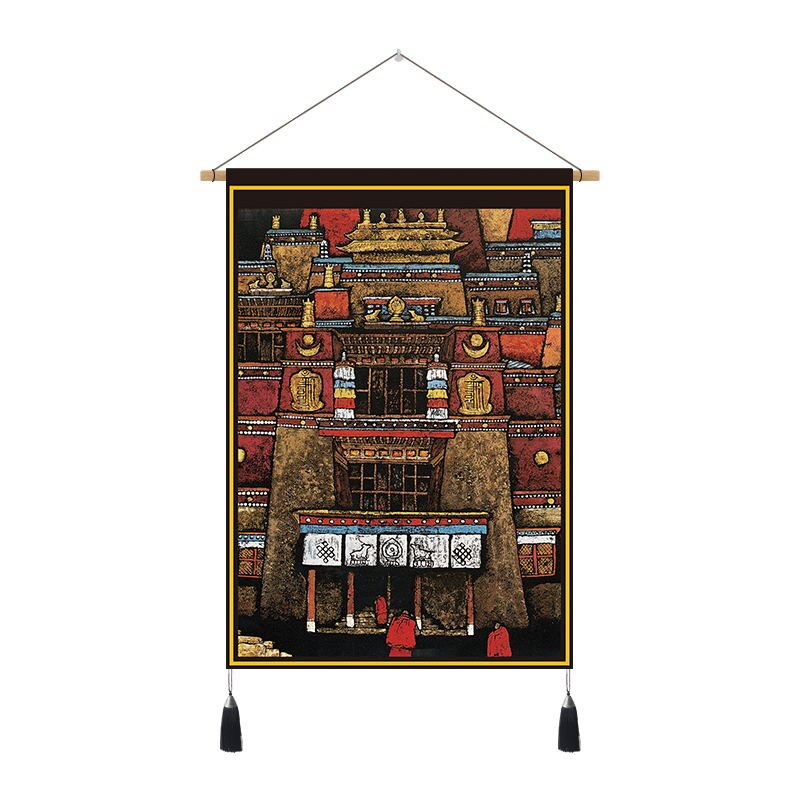 Tibetan Art Hanging Tapestry Velvet Cloth Scroll Painting Wall Pictures Home Tibet Bedroom Art Ethnic Decorative Wall Tapestries: 47x67cm C