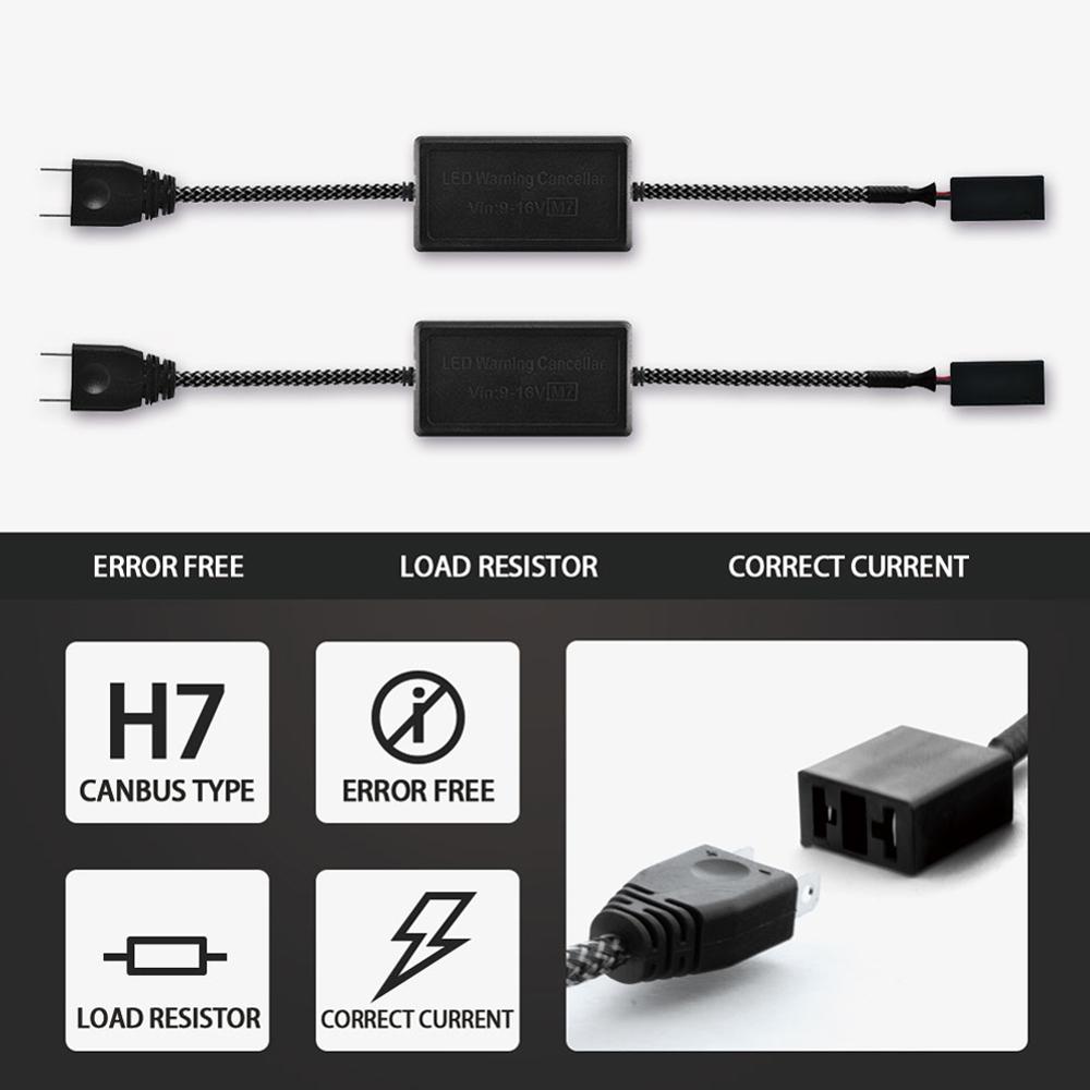 2Pcs Car H7 LED HID Headlight Decoder Canceller Canbus Head Light Error Free Anti Flicker Wiring Harness Adapter 12V