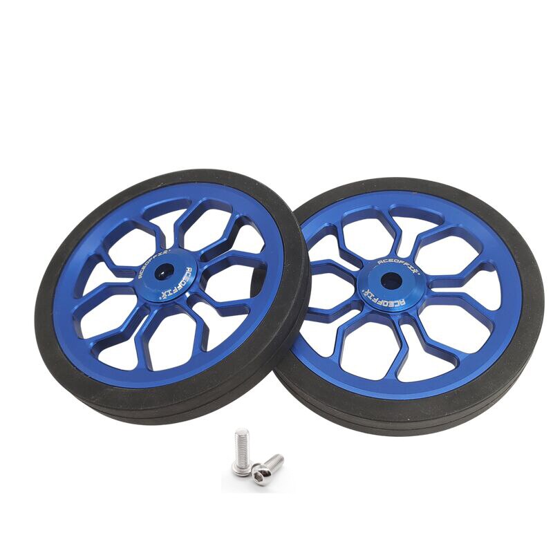 Aceoffix-rueda de empuje de gran tamaño para bicicleta, rueda fácil de 80mm para Brompton, 1 par: blue