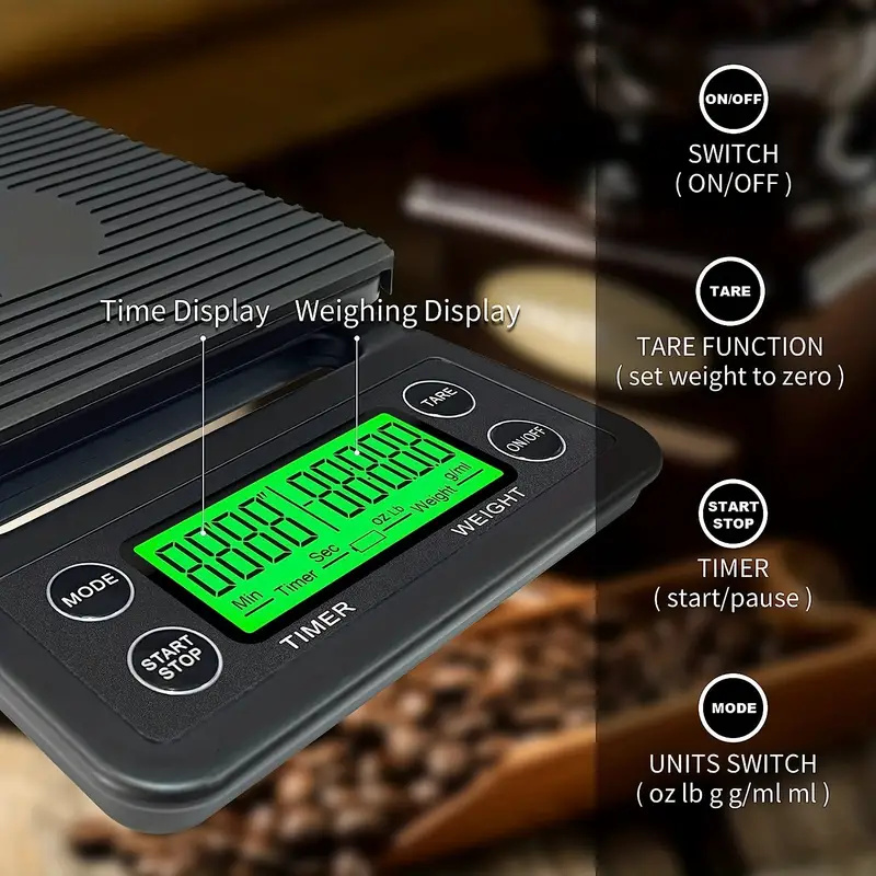 Báscula de café de alta precisión con temporizador, balanza de cocina multifuncional, balanza Digital electrónica LCD para hornear alimentos, 3/5kg, 0,1g
