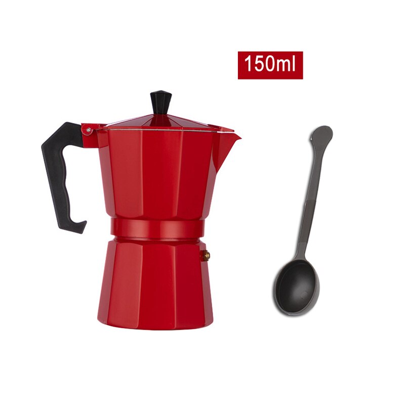 GUNOT Kaffee Hersteller Italienischen Mokka Kaffee Topf Aluminium Mokka Espresso Kaffeemaschine Topf 150/300/450ml Kaffee Wasserkocher barista Werkzeuge: rot150mlTZ