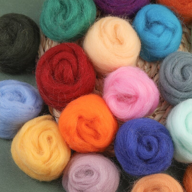 LMDZ 50/20Color DIY Wool Felt Kit Wool Felting Tools Handmade Needle Set 15pcs Pack Felting Fabric Materials Handcraft