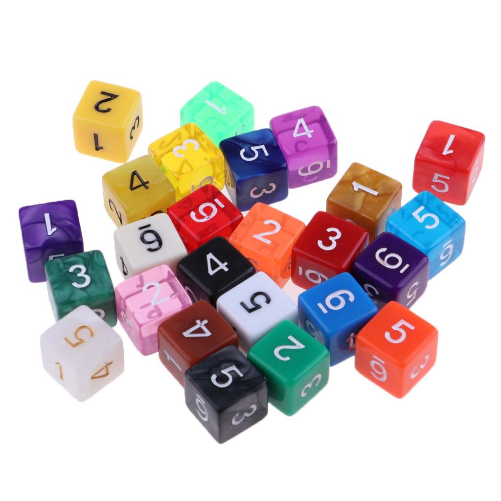 25Pcs Plastic Dice D6 Sided Number Dice for D&D RPG MTG Board Game Toy DIY