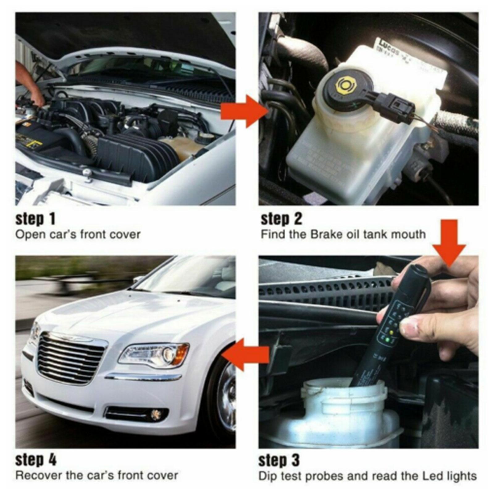 Testador universal de fluido de freio, ferramentas de diagnóstico de qualidade de óleo precisa, indicador led, caneta de teste de líquido, testador de óleo de freio automotivo