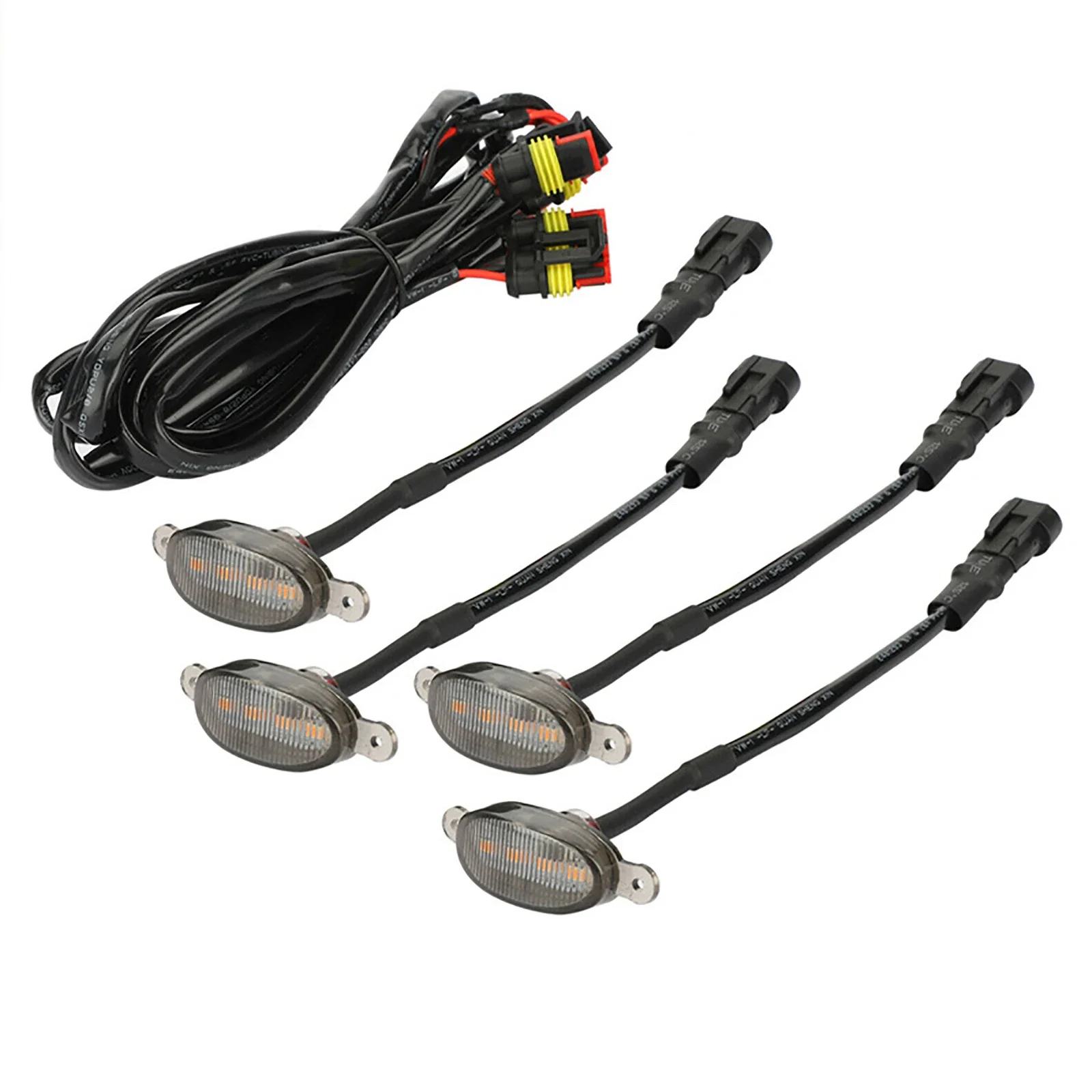 Luz LED frontal para parrilla de coche, lámpara Universal de ojo de águila para maletero, SUV, Ford y Toyota, color blanco ámbar, 4LED