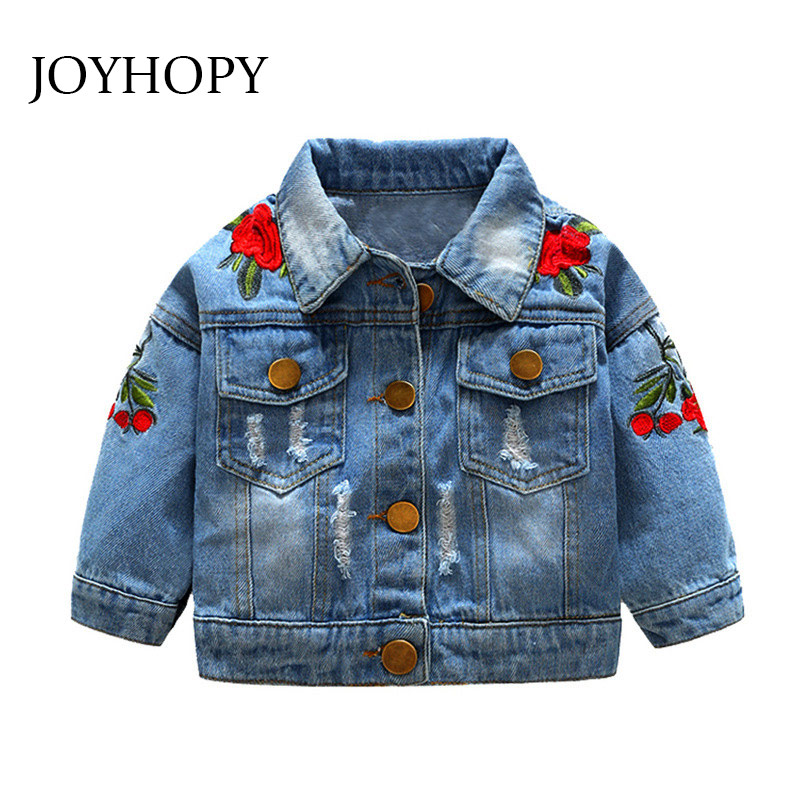 Baby Girls Outerwear Coats Newborn Infant Baby Jeans Coat for Girl Ripped Outwear Bebes Embroidery Denim Jackets