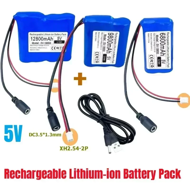 Microcomputador recarregável de chip único 18650 para lâmpada LED externa de bateria de lítio 5V 6800mAh-12800mAh, ventilador USB, alto-falante Bluetooth