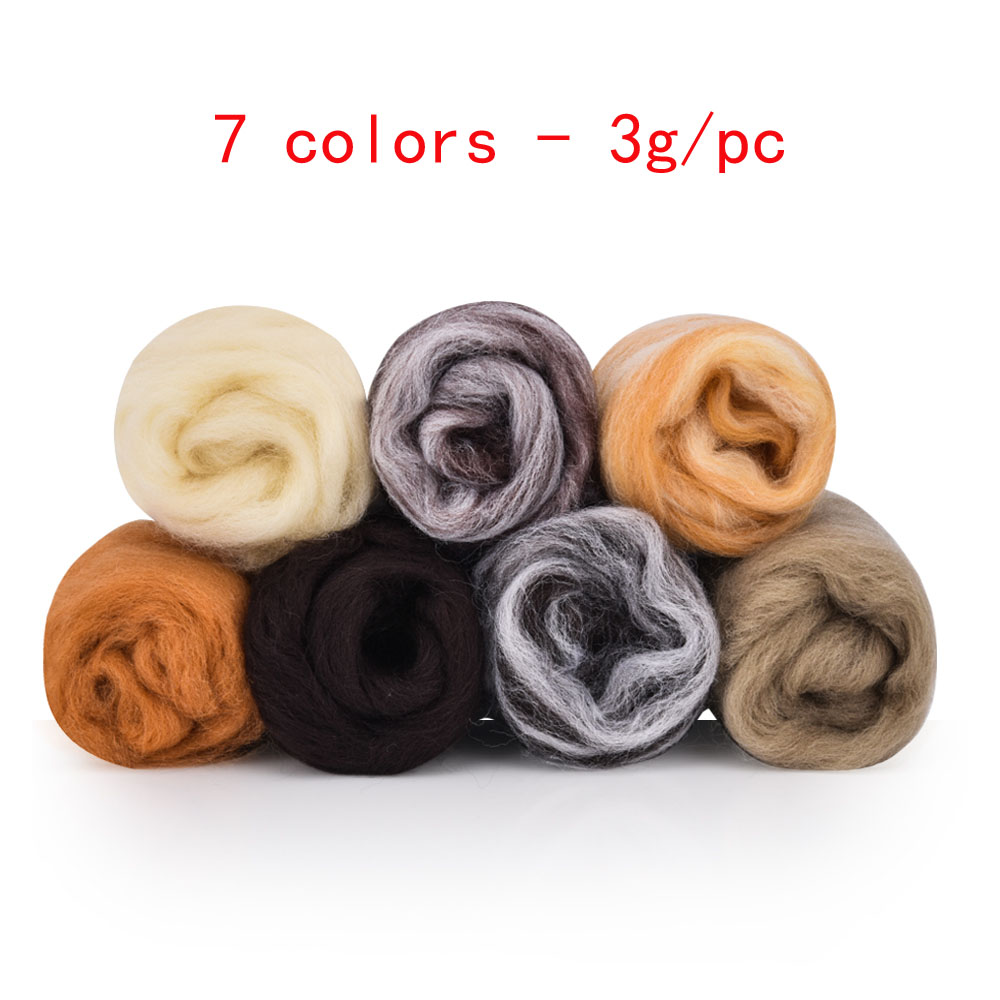 Wool Fiber DIY Wool Felt Kit Handle Wool Felt Toys Making Fabric Materials Handcraft Felt Needle Felting Craft Toys: 7 colors 3g