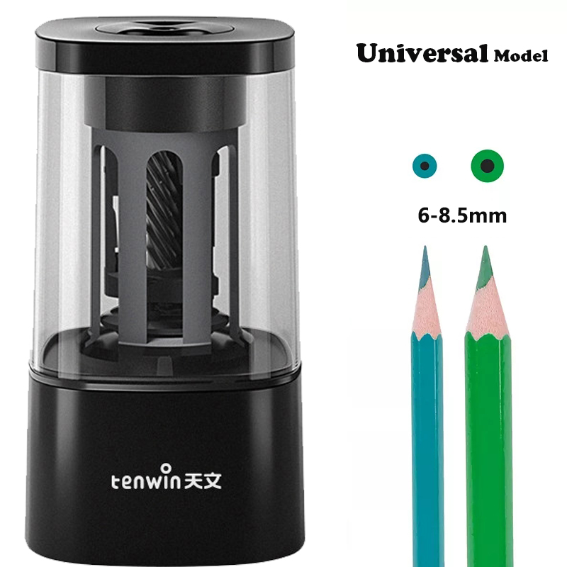 Sacapuntas eléctrico automático grande, papelería de alta resistencia para lápices de colores, USB mecánico para niños y artistas: 8039 Black