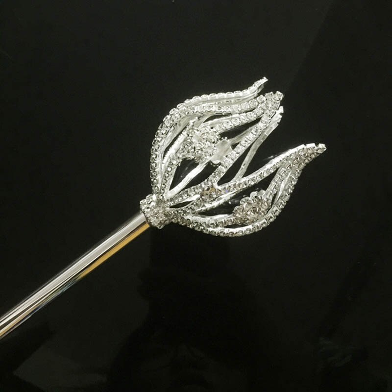 Bling krystal scepter tryllestav guld / sølv farve tiaras og kroner scepter konge dronning bryllupsfest fest kostumer håndholdte rekvisitter: Stil 3