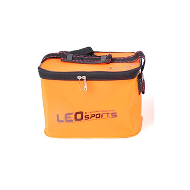 Leo eva kannettava kokoontaitettava ämpäri kalavedelle 30/35cm kahvalla vuotamaton ulkokalastusvälinepussi sininen/oranssi/vihreä viehepussi: Oranssi 30cm