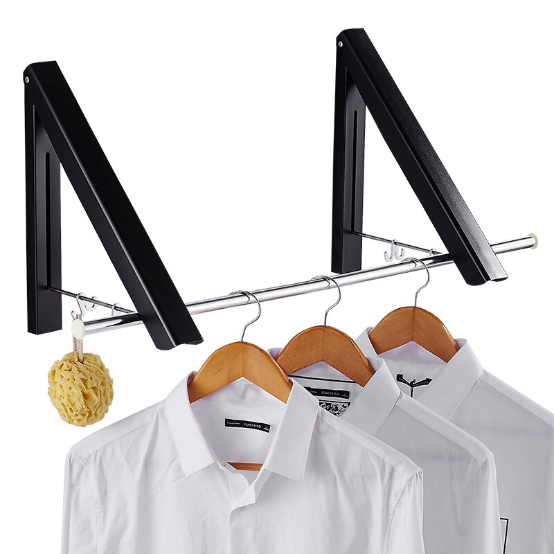 Balcony Space Aluminum Foldable Clothes Drying Laundry Rack Punch-free Hanging Clothes Bathroom Invisible Telescopic Drying Rack