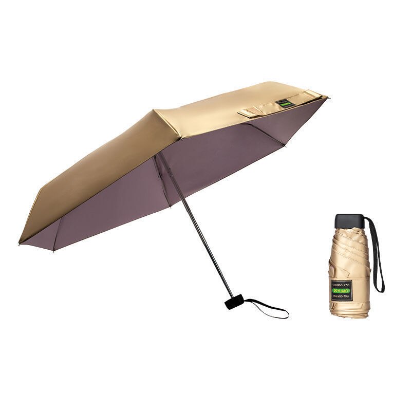 Petit parapluie plat léger et Portable, en titane, argent, titane, cinq plis, pliable, Portable