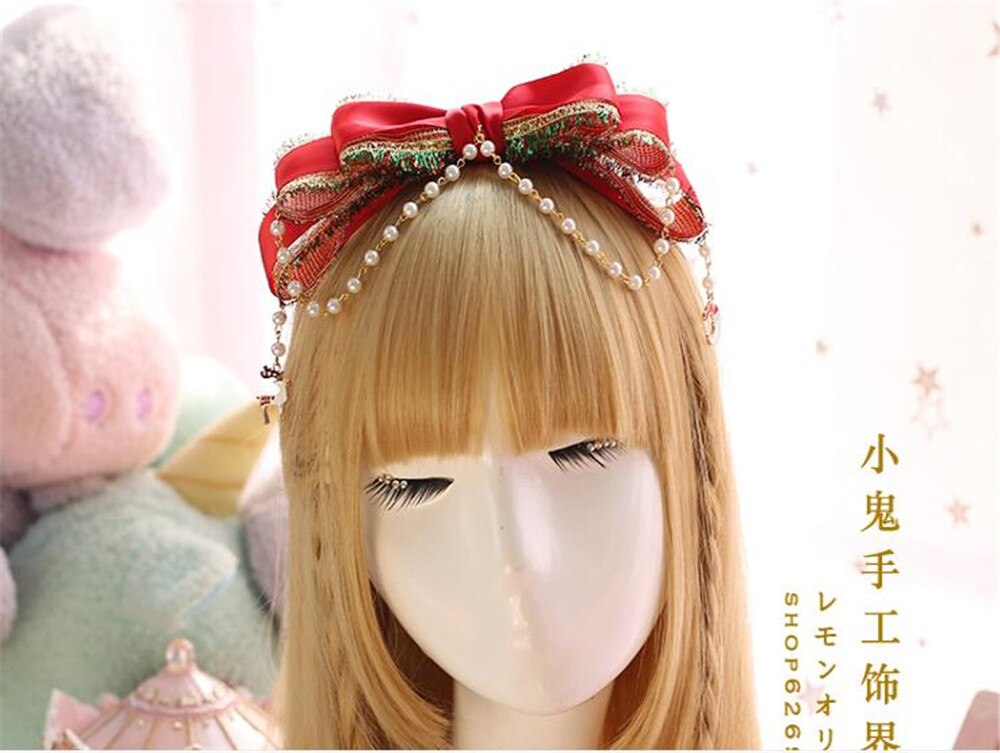 Kerst Kwastje Strik Trim Lolita Meisje Hoofddeksels Haar pin Kimono Badjas JK Haar Accessoires Decoratie Hoofdtooi B591