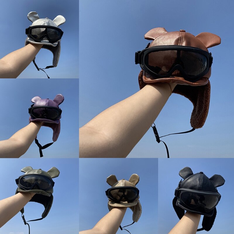 Sombrero y gafas de Trapper Vintage para hombre y mujer, accesorios de disfraz, con orejeras de piel, gorro de Trapper Flyer, recuerdo de de cumpleaños