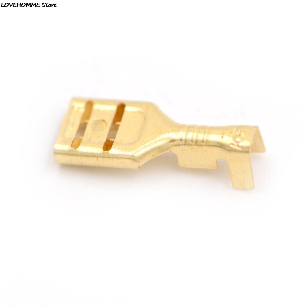 100Pcs/lot 4.8mm/6.3mm Female Crimp Terminal Connector Gold Brass Car Speaker Electric Wire Connectors Set